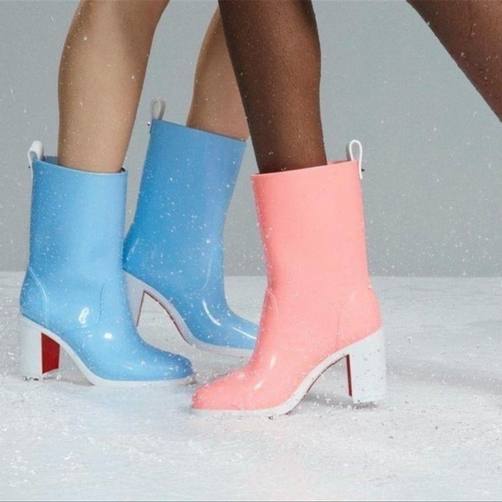NWT Christian Louboutin Loubirain Sky Blue Rain Boots | Size 40 | - Picture 7 of 9